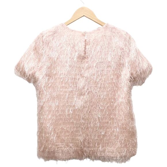 Calvin Klein Pastel Pink Shimmer Eyelash Short Sleeve Sweater Top Size 6 Y2K - Picture 3 of 11